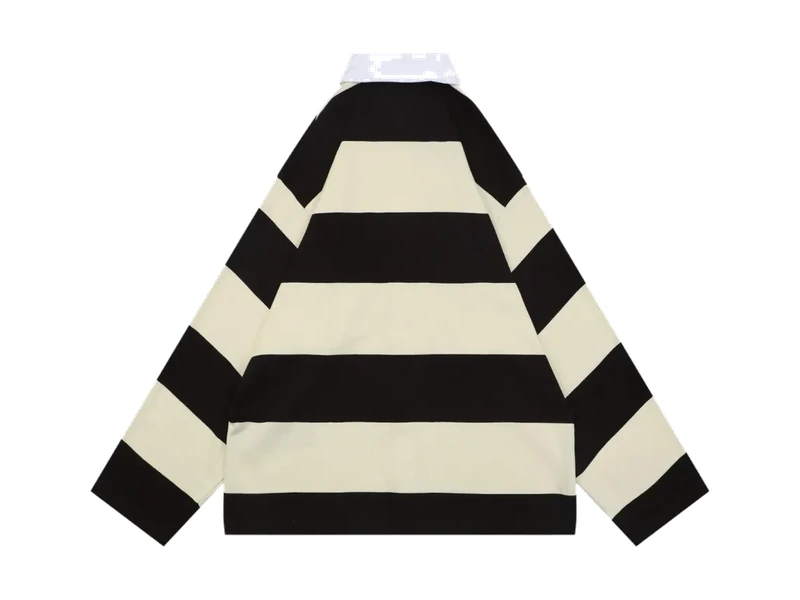 BLCG Wheat Ear Striped Long-Sleeve Polo T-Shirt · back