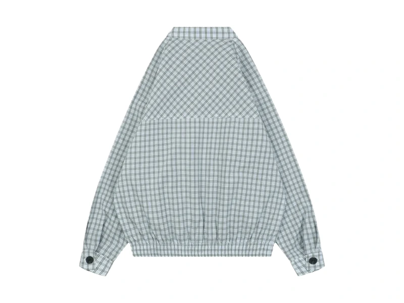 Blue-Gray Gingham Harrington Jacket · back